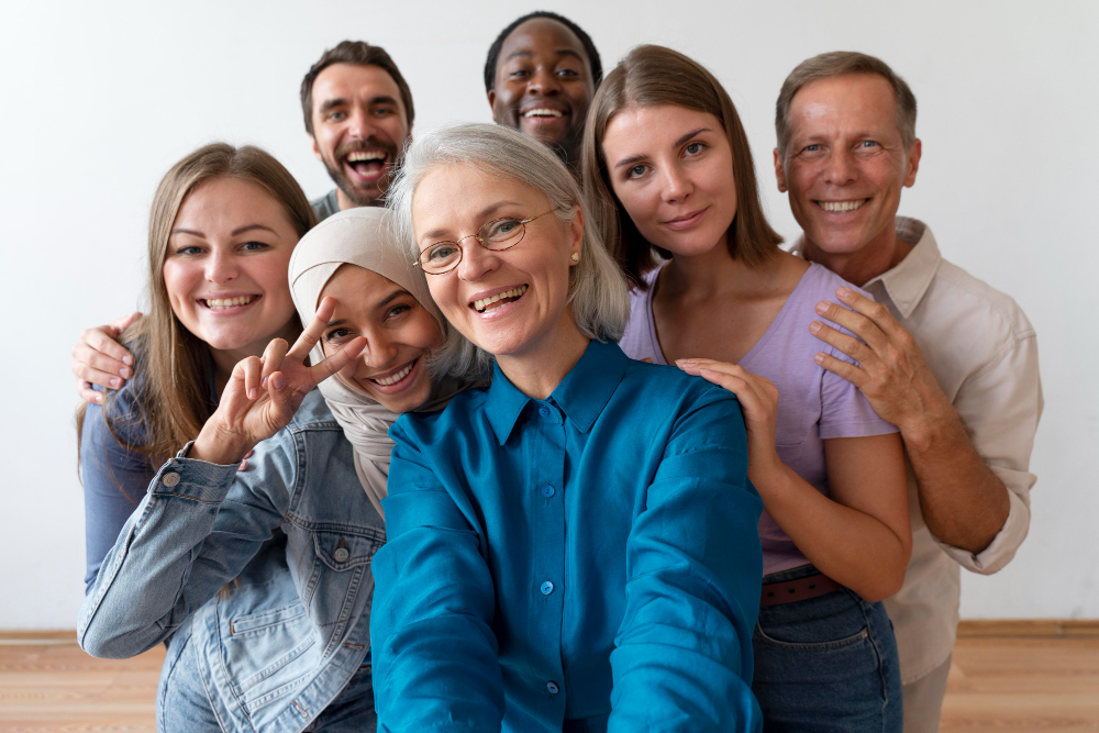 Happy people in a GreenSpace community meetup